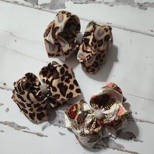 Leopard Print Hair Bows Set 6inch Large Bow